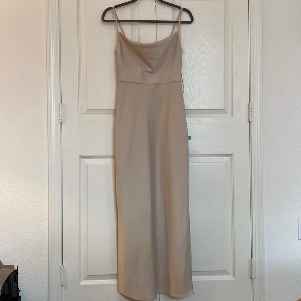CALI SATIN CHARMEUSE MIDI DRESS